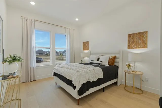 a bed room with a bed and with furniture