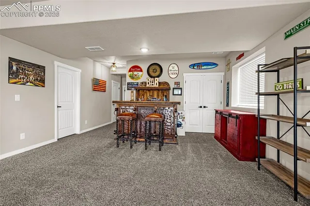 a view of a furniture in a room