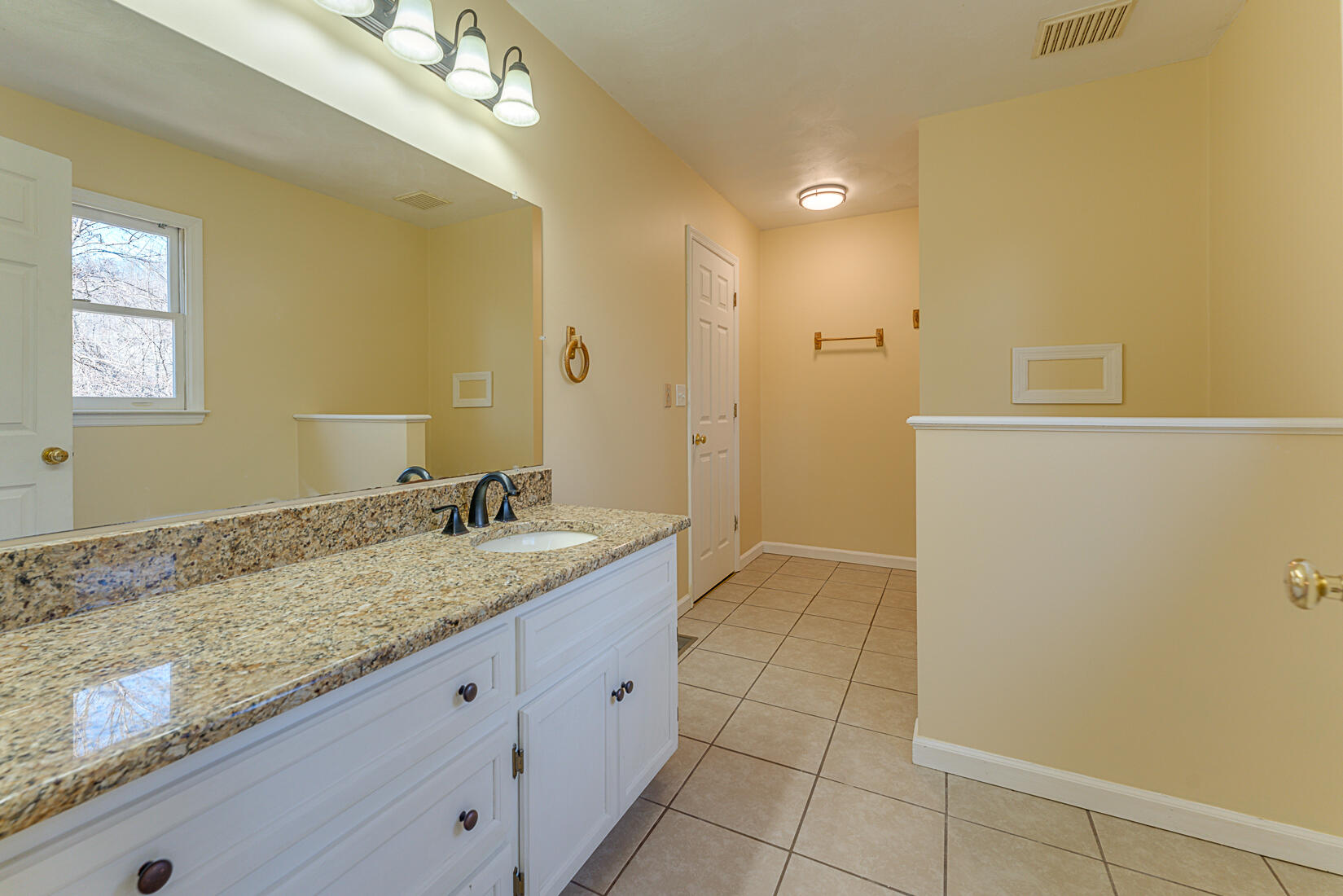 3490 Saunders Road Vinton, VA 24179 - Photo 44 of 60 a bathroom with a granite countertop sink and a mirror