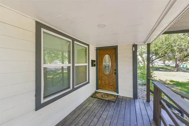 a view of a garden from a balcony