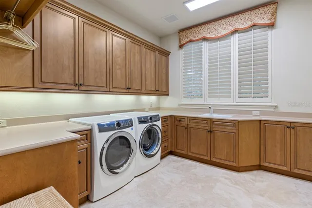 a view of a building with sitting area