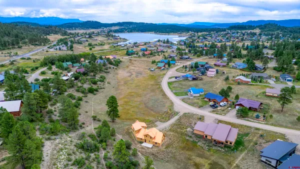 an aerial view of a house