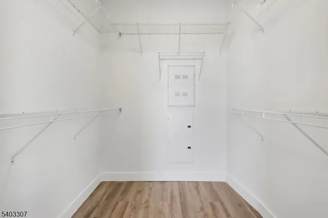 a view of a room with racks on the wall