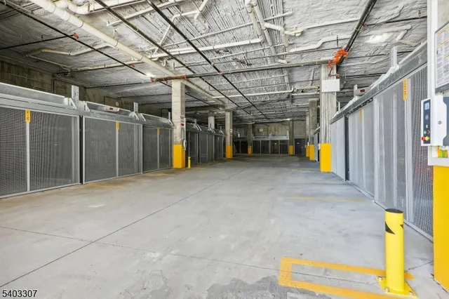 a view of a room with wooden walls