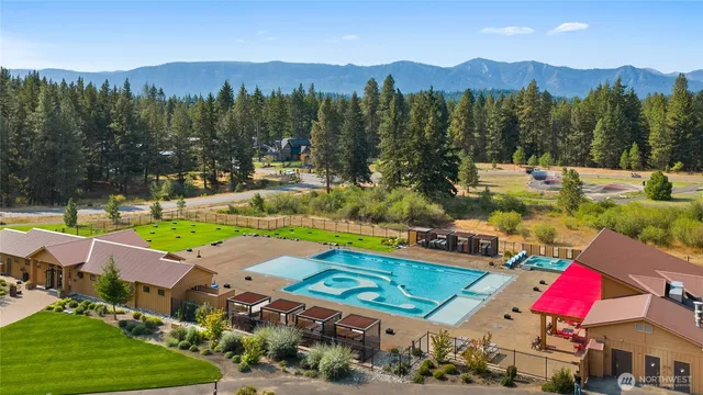 a view of a city with a mountain