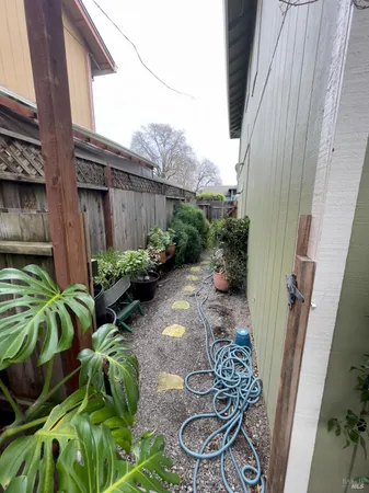 a backyard of a house with lots of green space