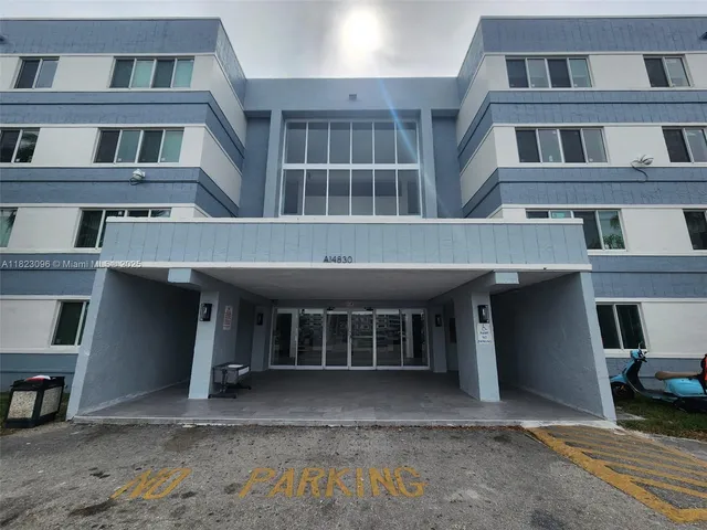 a front view of a building