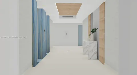 a view of a hallway with a white walls