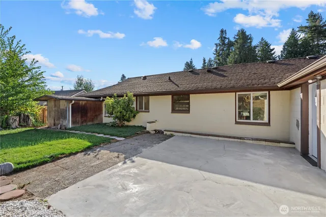 a view of a house with a patio