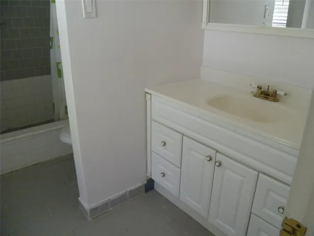 a bathroom with a bathtub