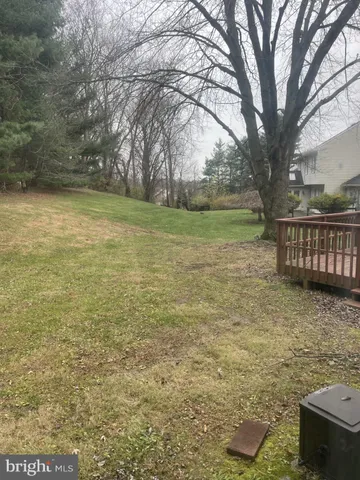 a view of a yard with large tree