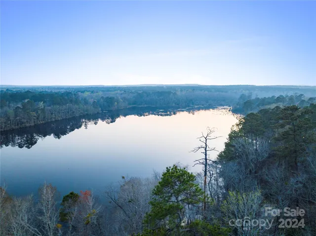 a view of lake with green space