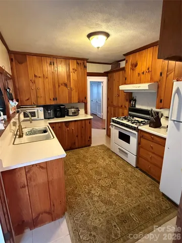 a kitchen with a stove a sink and a refrigerator