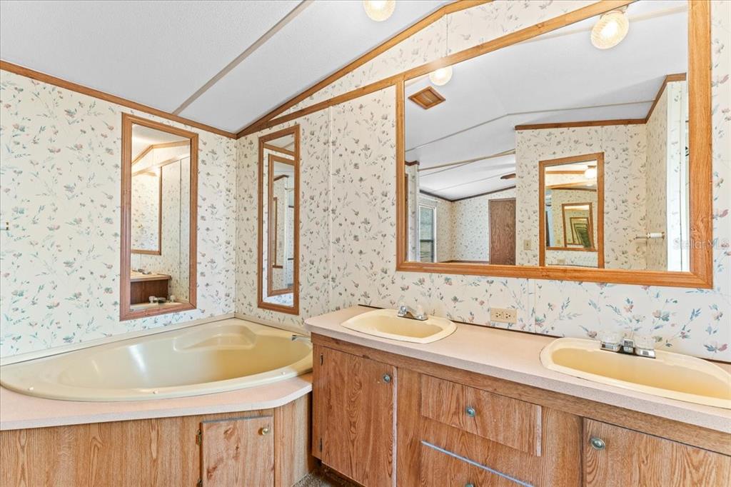 12001 Rhodine Road Riverview, FL 33579 - Photo 27 of 61 a bathroom with a tub sink and mirror