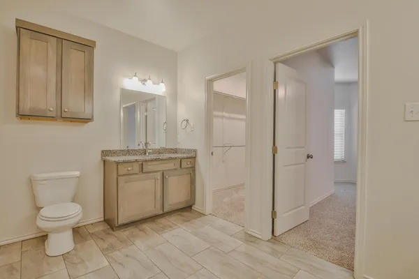 a bathroom with a toilet a sink and mirror