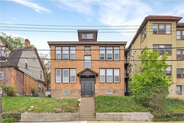 front view of a brick house