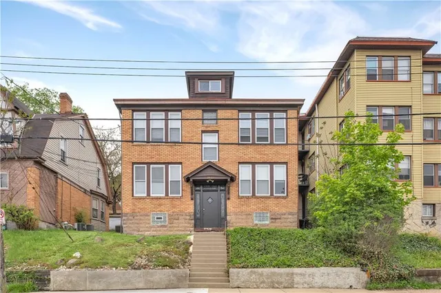 front view of a brick house