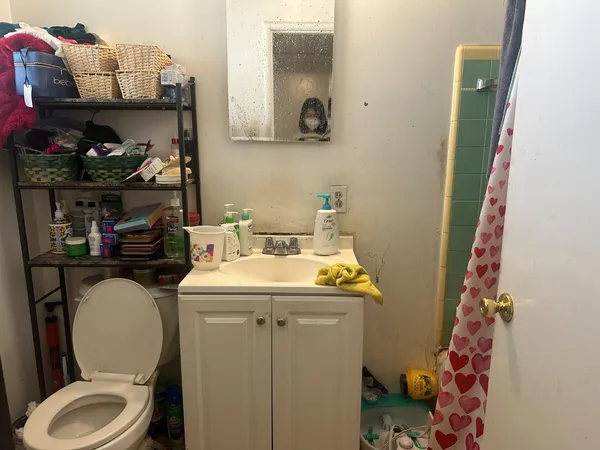 a bathroom with a sink toilet and vanity