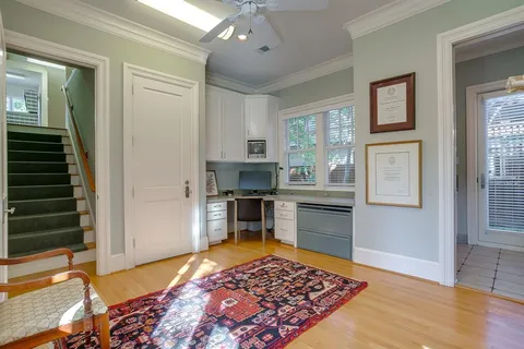 a view of hallway with a porch