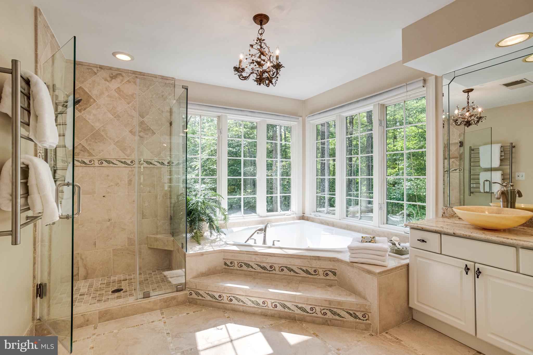 11901 Chapel Road Clifton, VA 20124 - Photo 49 of 98 Frameless Shower Doors with Natural Stone Tilework