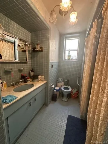 a bathroom with a double vanity sink toilet and a mirror