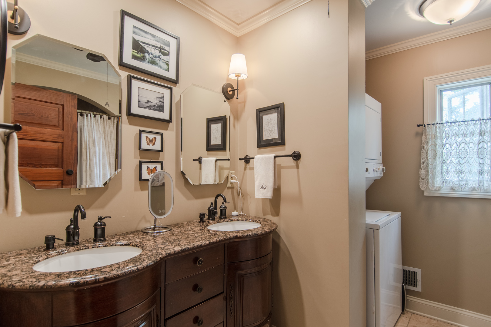7961 Chicago Road Minooka, IL 60447 - Photo 60 of 63 a bathroom with a granite countertop sink and a mirror