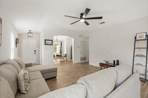 a living room with furniture