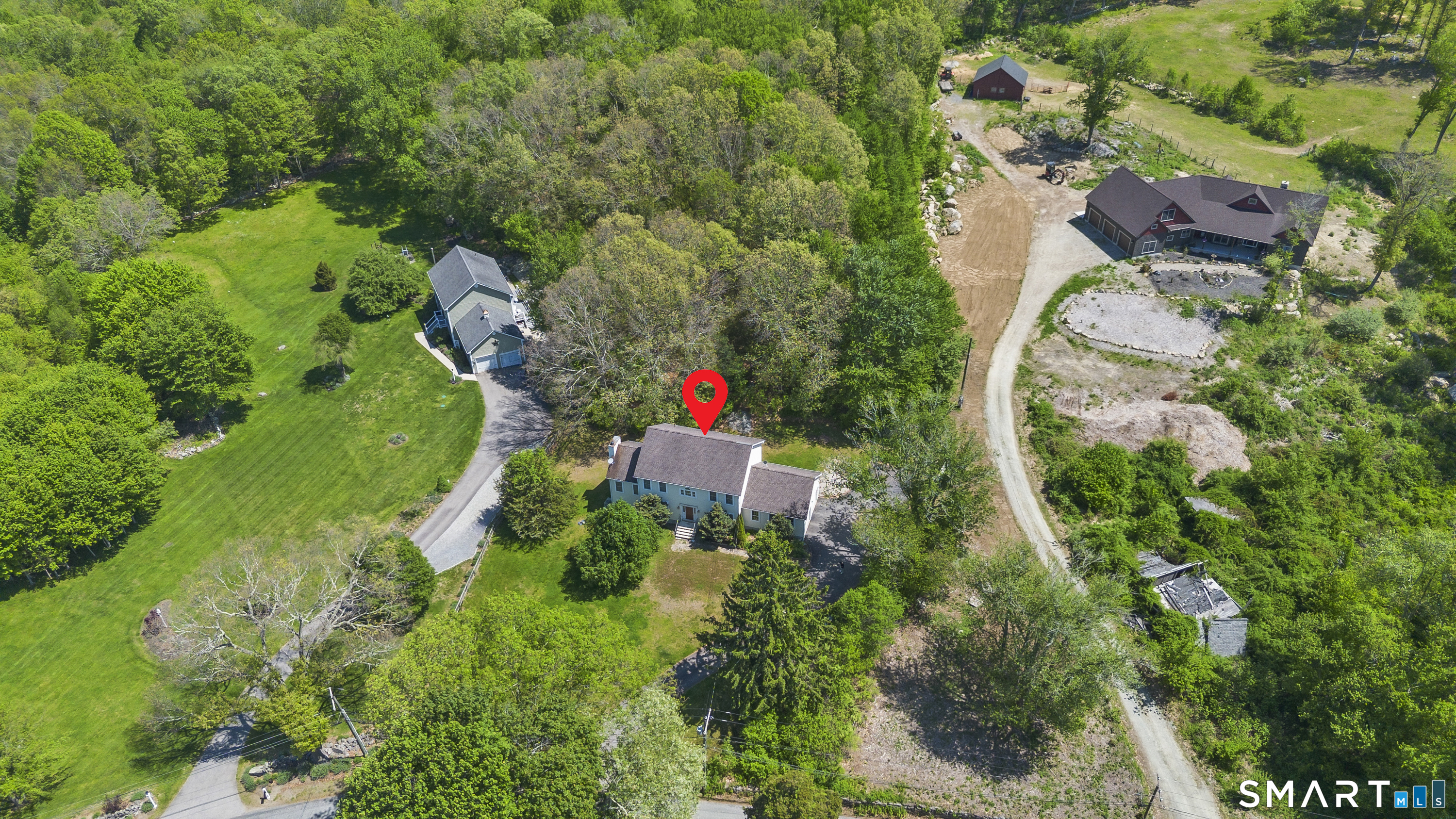 52 Middle Road Preston, CT 06365 - Photo 2 of 39 an aerial view of house with yard and outdoor seating