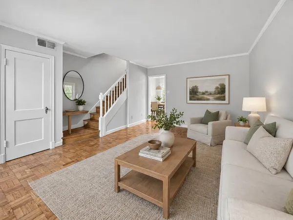 a living room with furniture