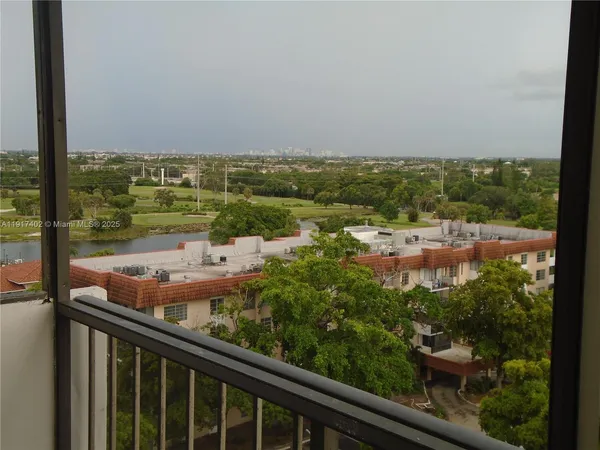 a view of a city from a balcony