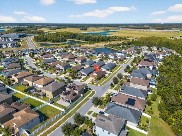 view of a city with an ocean