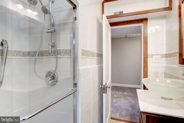 a bathroom with a shower