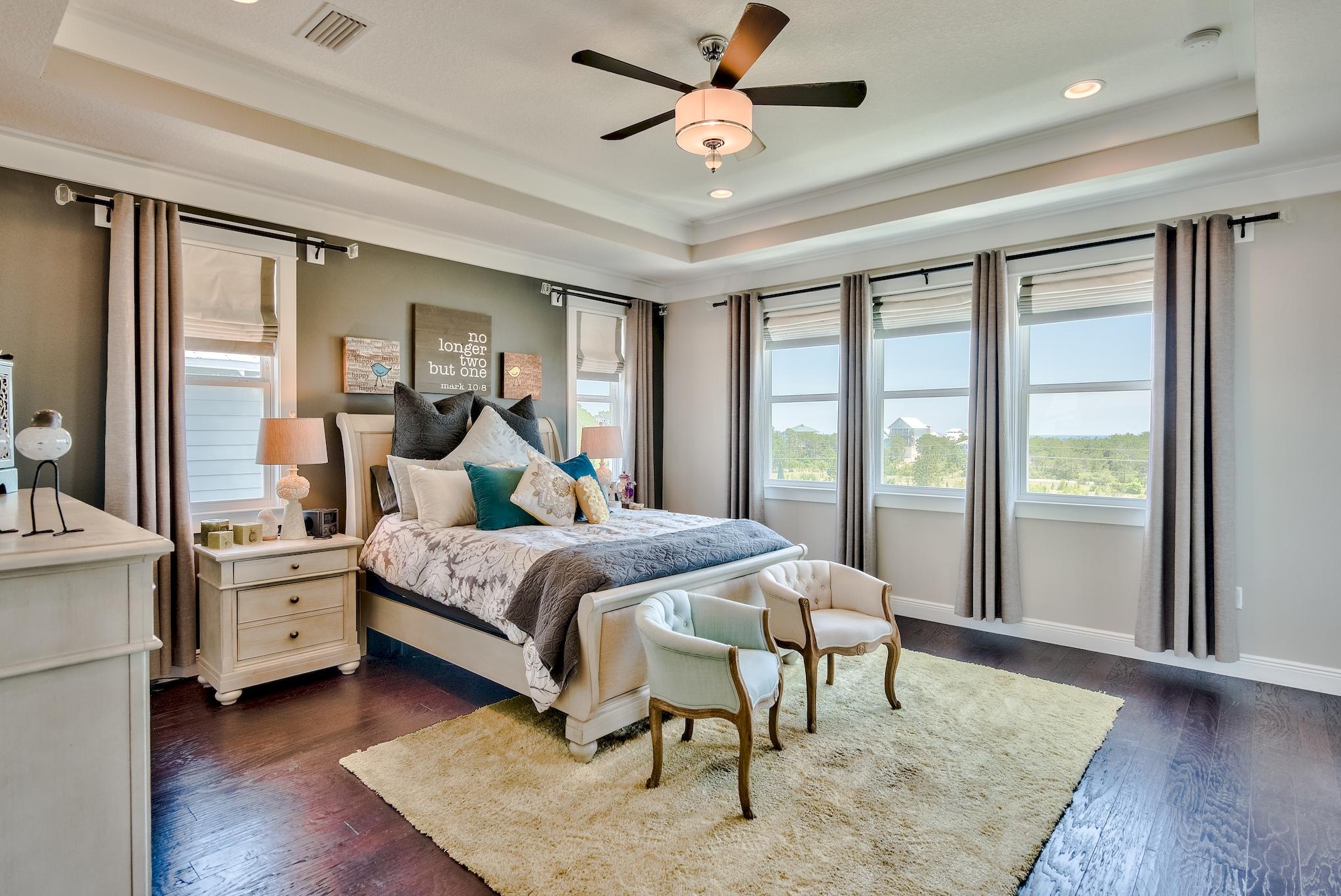 5 Inlet Cove Inlet Beach, FL 32461 - Photo 22 of 52 a bed room with a bed and a chandelier