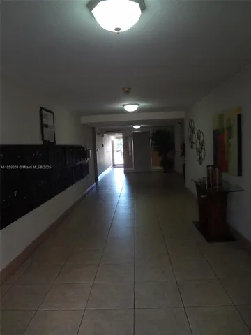 a lobby with a couch