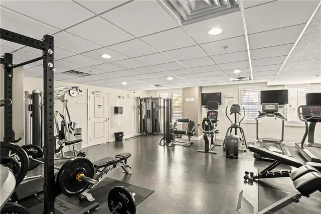 a view of a room with gym equipment