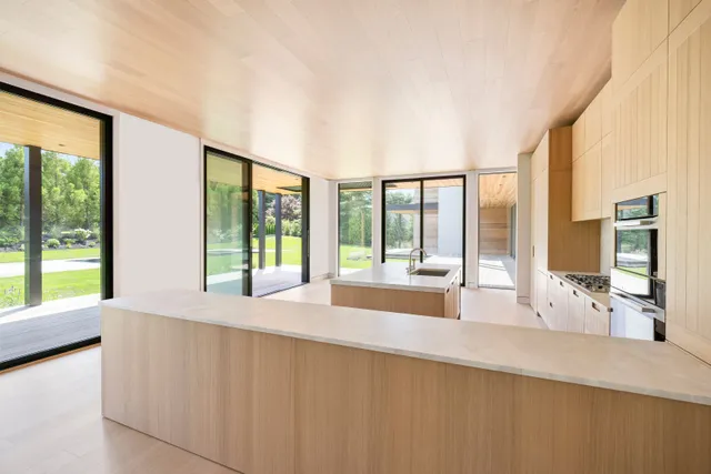 a large white building with a large window