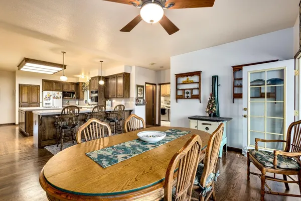 a kitchen with lots of counter top space