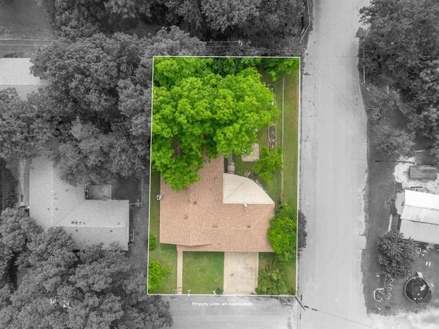 an aerial view of a house