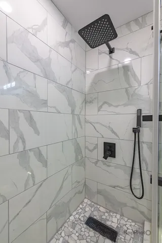a bathroom with a shower