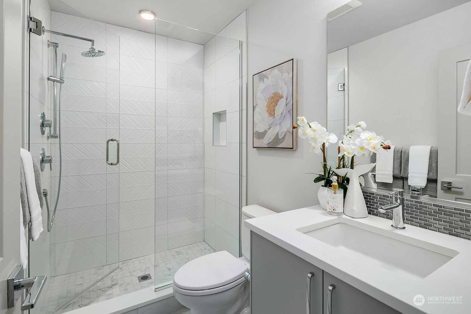 1123 D 18th Avenue Seattle, WA 98122 - Photo 16 of 22 a bathroom with a sink toilet and shower