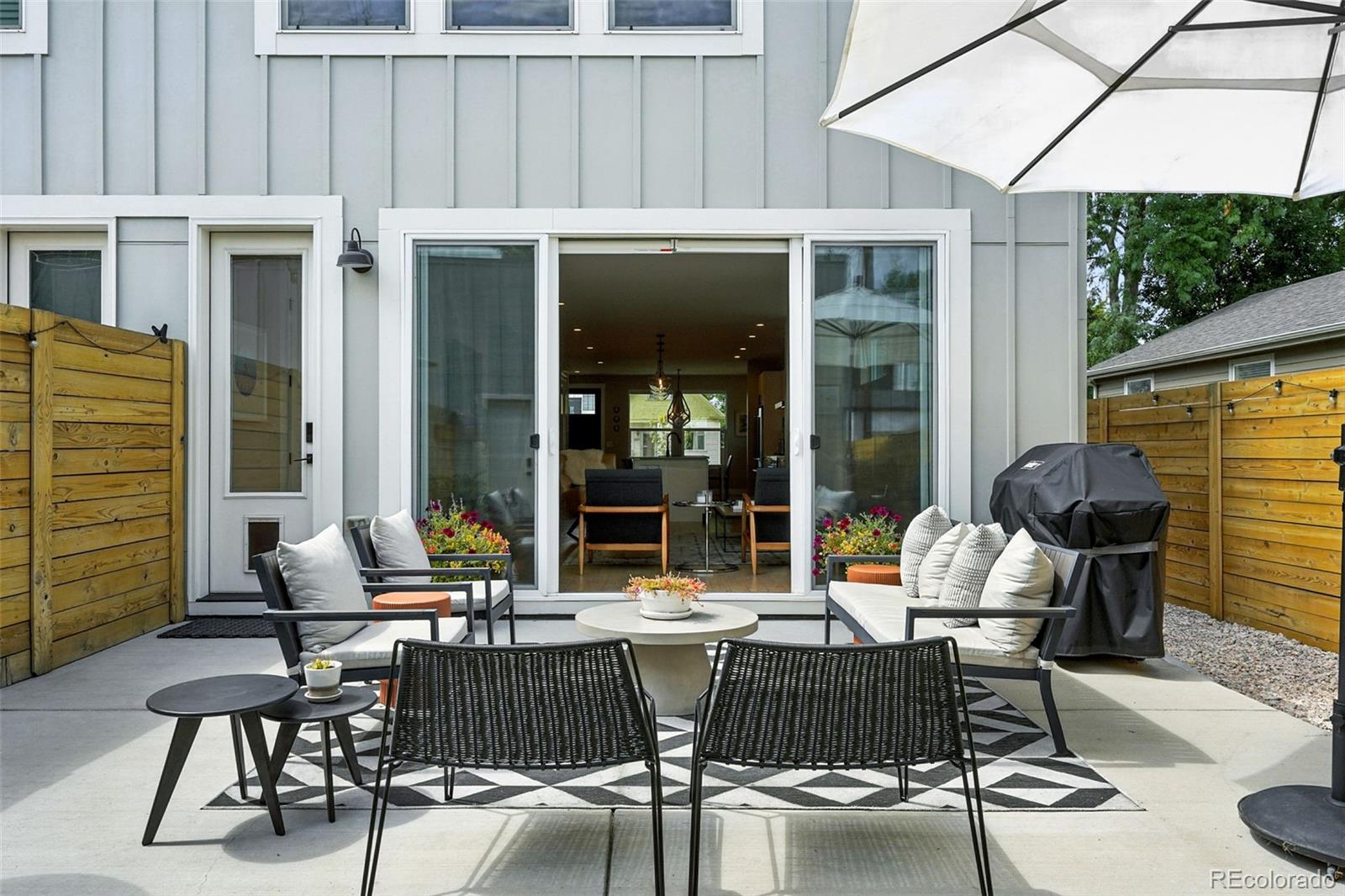 4516 Stuart Street Denver, CO 80212 - Photo 32 of 46 a view of a patio with table and chairs and potted plants