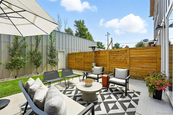 a view of an outdoor seating area