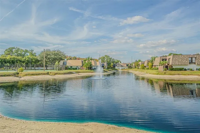 a view of a lake with houses