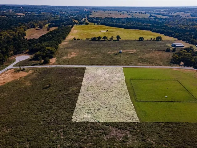 an aerial view of a pool