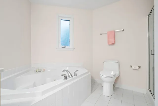 a bathroom with a toilet and a bathtub