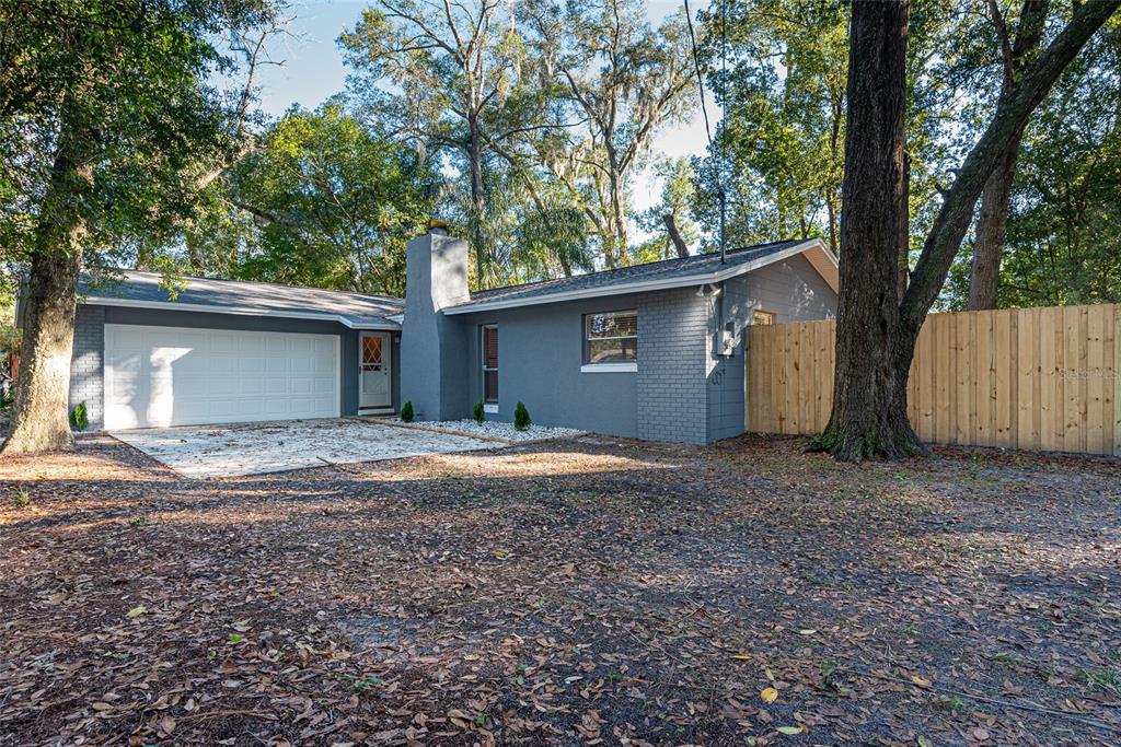 a view of a house with yard and a tree
