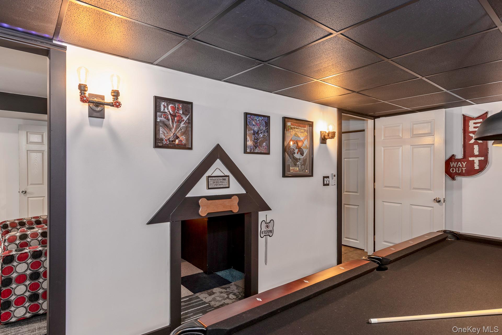 503 Wading River Road Manorville, NY 11949 - Photo 35 of 45 Recreation room with billiards and a drop ceiling