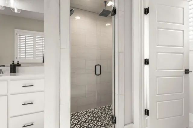 a bathroom with a shower