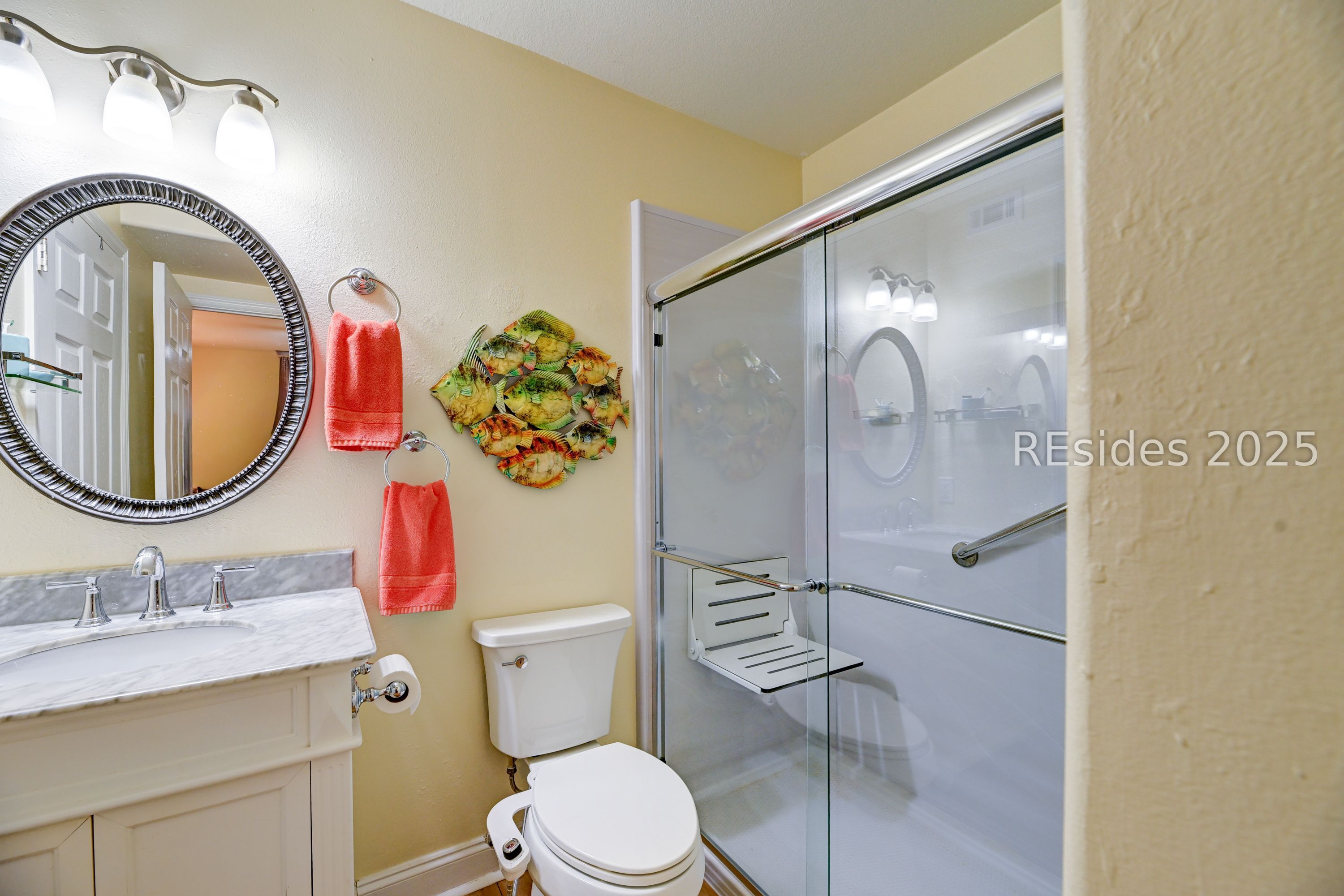 The walk-in shower is only months old