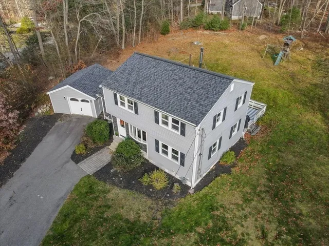 an aerial view of a house